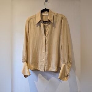 Chloe Beach Beige Silk Print Blouse Size 36